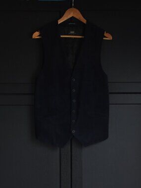 Mexx Metropolitan| Navy Blue Suede/Velvet Waistcoat - early to mid-2010s